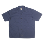 DICKIES Mens Blue Work Shirt Cotton Blend XL Button Front Pockets