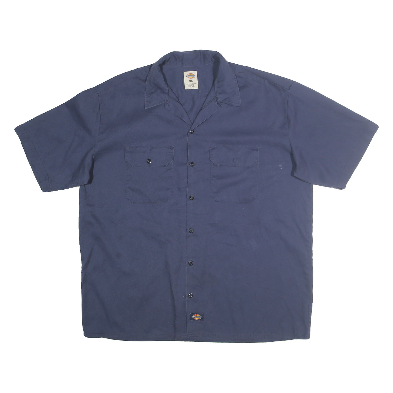 DICKIES Mens Blue Work Shirt Cotton Blend XL Button Front Pockets