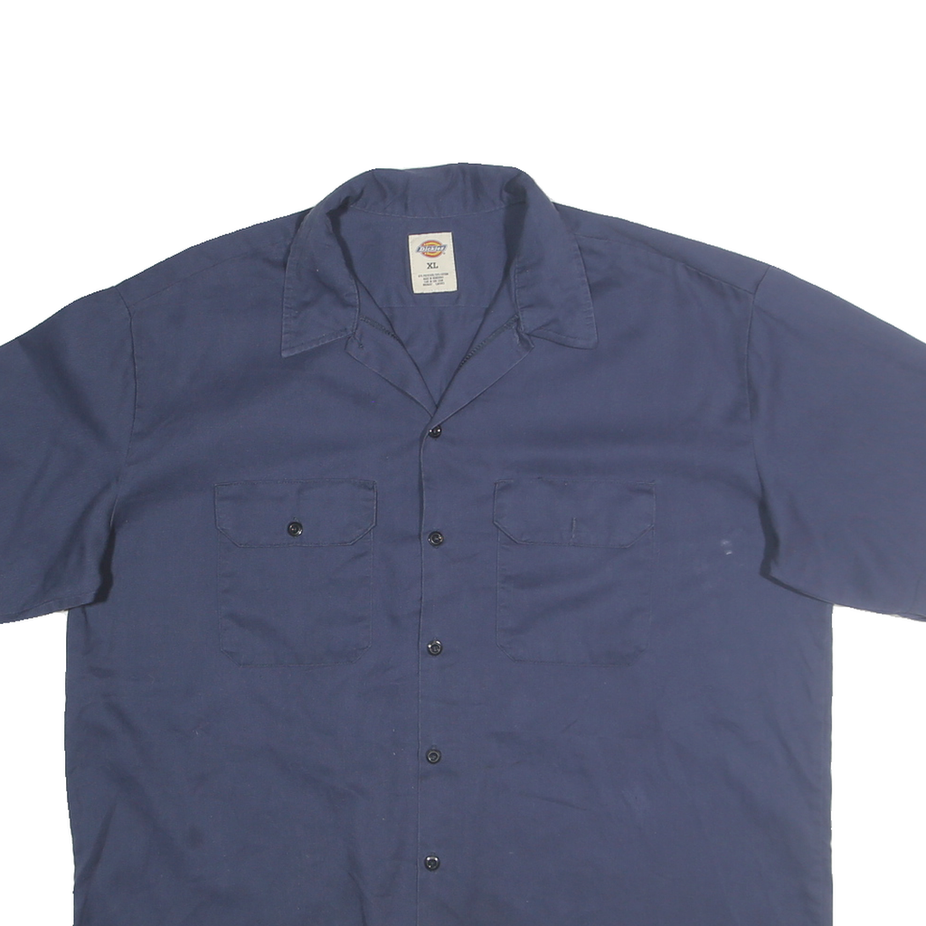 DICKIES Mens Blue Work Shirt Cotton Blend XL Button Front Pockets