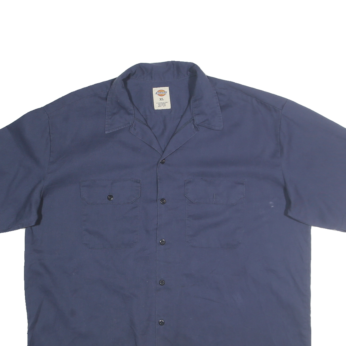 DICKIES Mens Blue Work Shirt Cotton Blend XL Button Front Pockets
