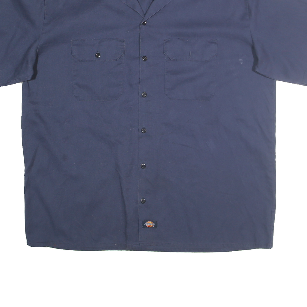 DICKIES Mens Blue Work Shirt Cotton Blend XL Button Front Pockets