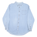 CROFT & BARROW Mens Blue Cotton Blend Shirt L Button-Down Collar Classic Fit