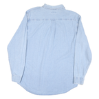 CROFT & BARROW Mens Blue Cotton Blend Shirt L Button-Down Collar Classic Fit