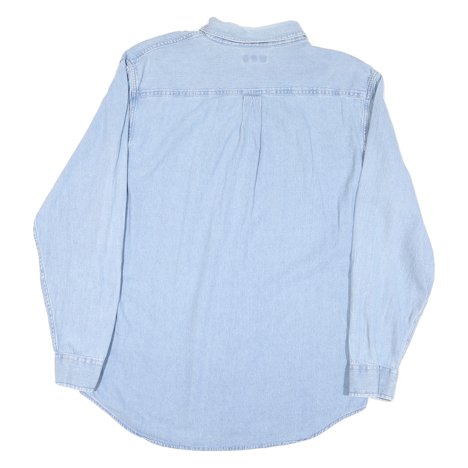 CROFT & BARROW Mens Blue Cotton Blend Shirt L Button-Down Collar Classic Fit