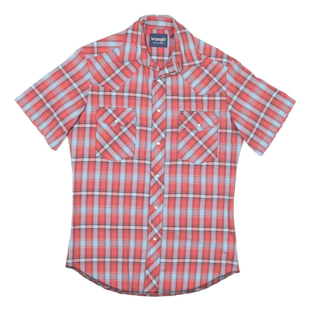 WRANGLER Mens Red Blue Check Shirt S Cotton Blend Western Style Casual
