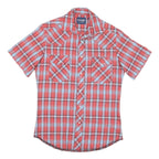 WRANGLER Mens Red Blue Check Shirt S Cotton Blend Western Style Casual