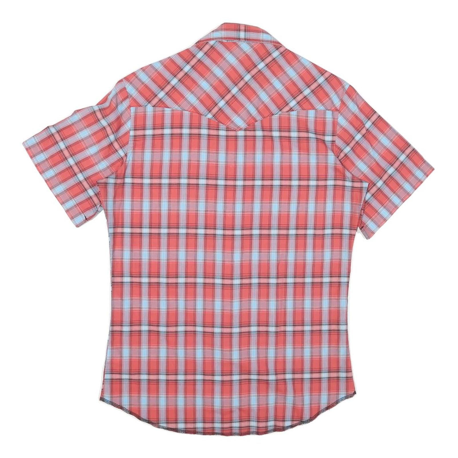 WRANGLER Mens Red Blue Check Shirt S Cotton Blend Western Style Casual
