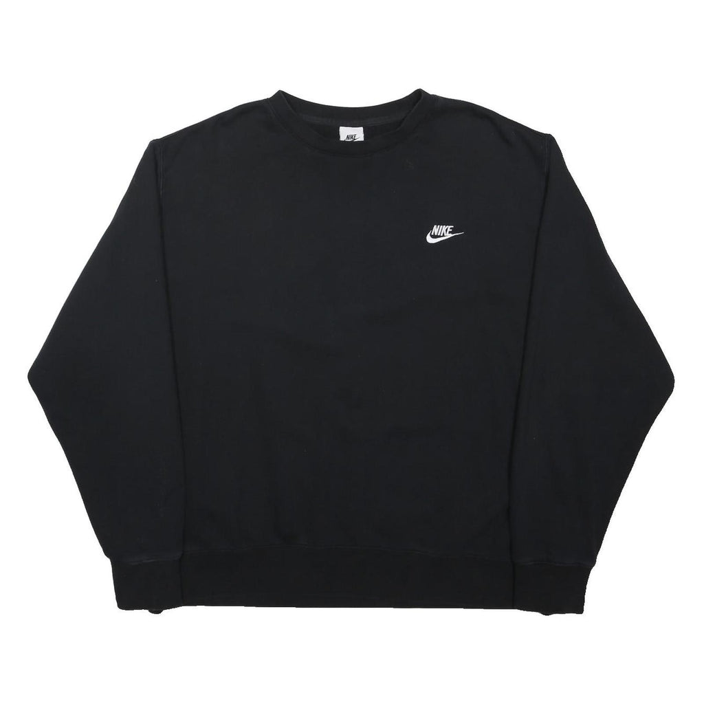 NIKE Mens Black Sweatshirt Crew Neck 2XL Cotton Blend Classic Sportswear