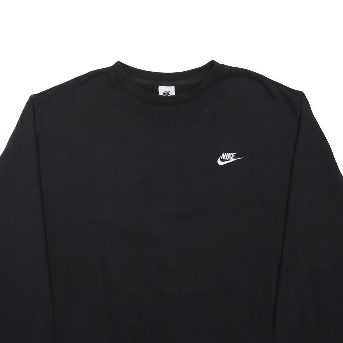NIKE Mens Black Sweatshirt Crew Neck 2XL Cotton Blend Classic Sportswear
