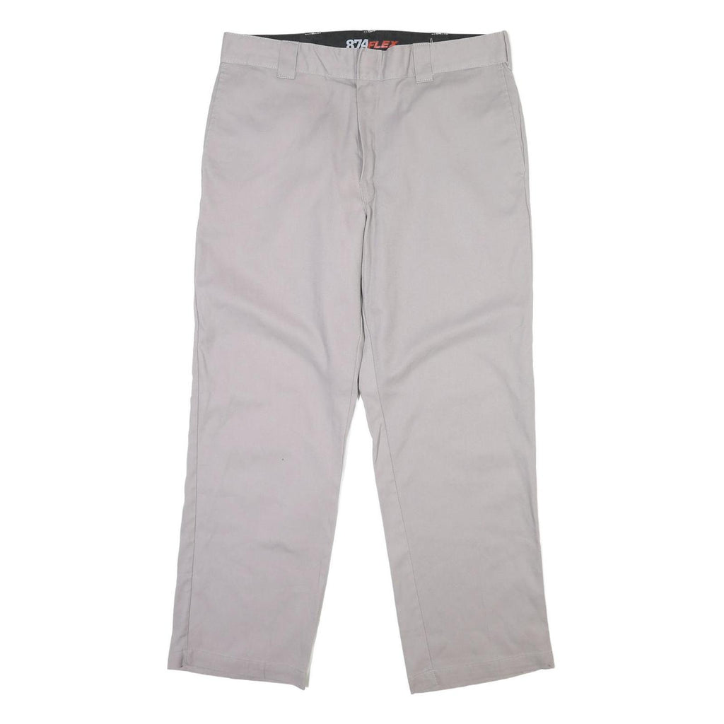 DICKIES Mens Cotton Blend Beige Regular Fit Straight Leg Trousers W36 L30