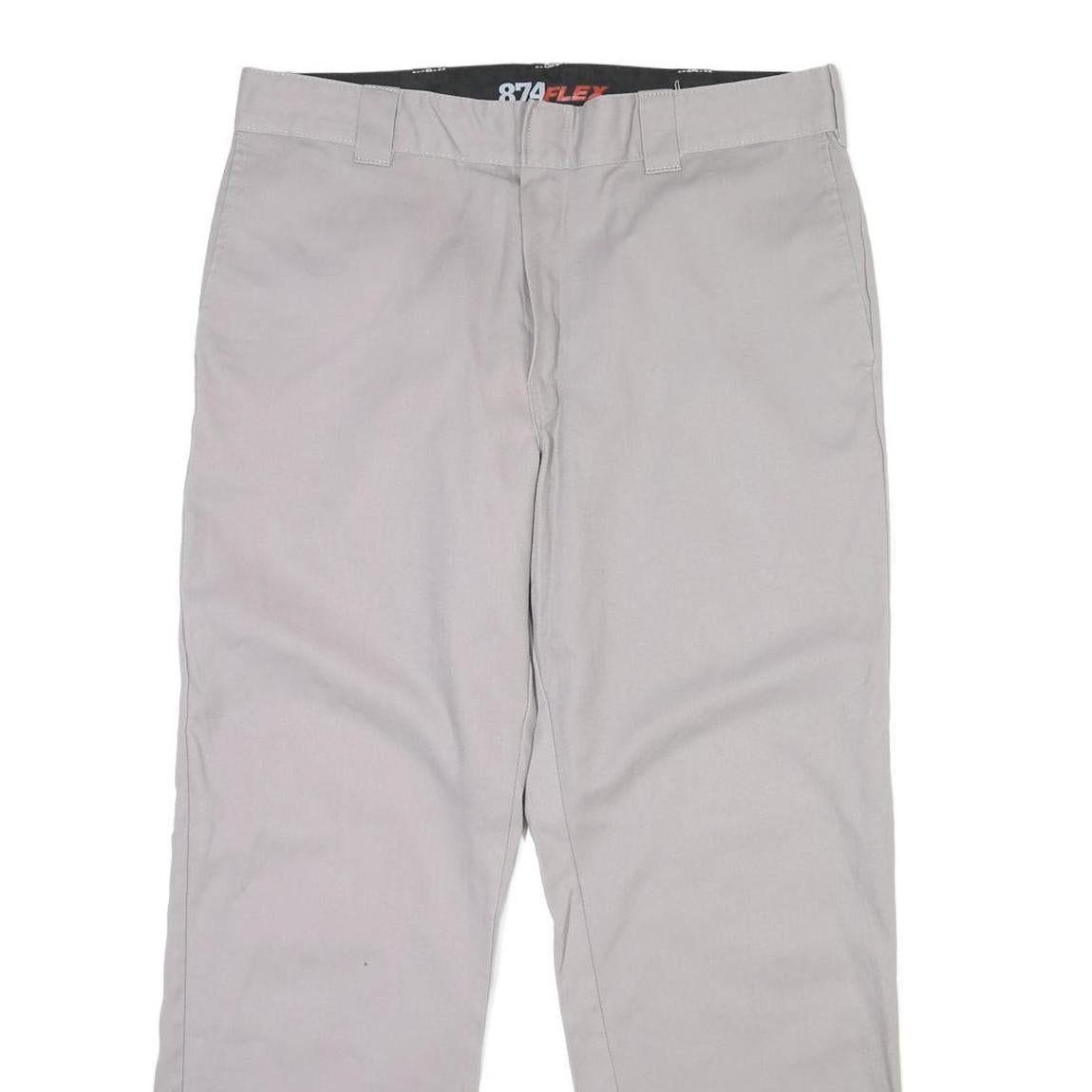 DICKIES Mens Cotton Blend Beige Regular Fit Straight Leg Trousers W36 L30