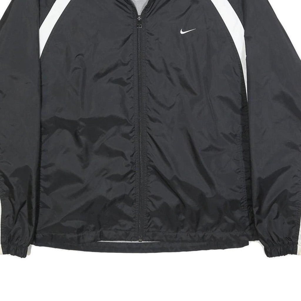 NIKE Mens Black & White Zip Jacket XL Nylon Sportswear Athletic Windbreaker