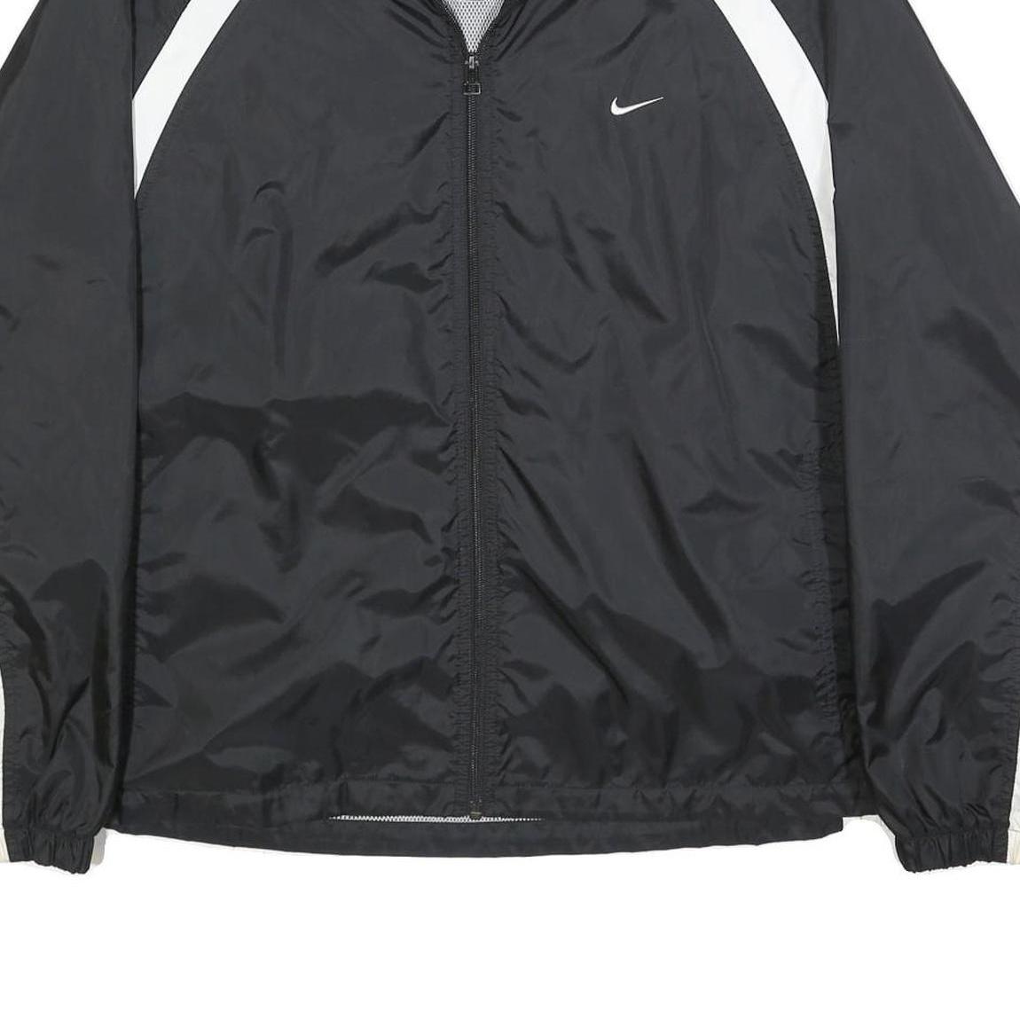 NIKE Mens Black & White Zip Jacket XL Nylon Sportswear Athletic Windbreaker