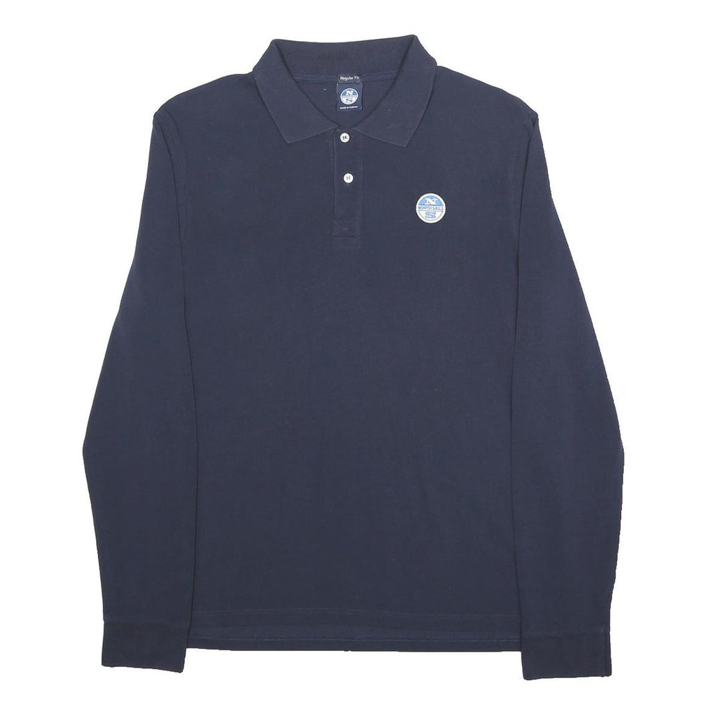 NORTH SAILS Mens Navy Blue Long Sleeve Cotton Polo Shirt L Regular Fit