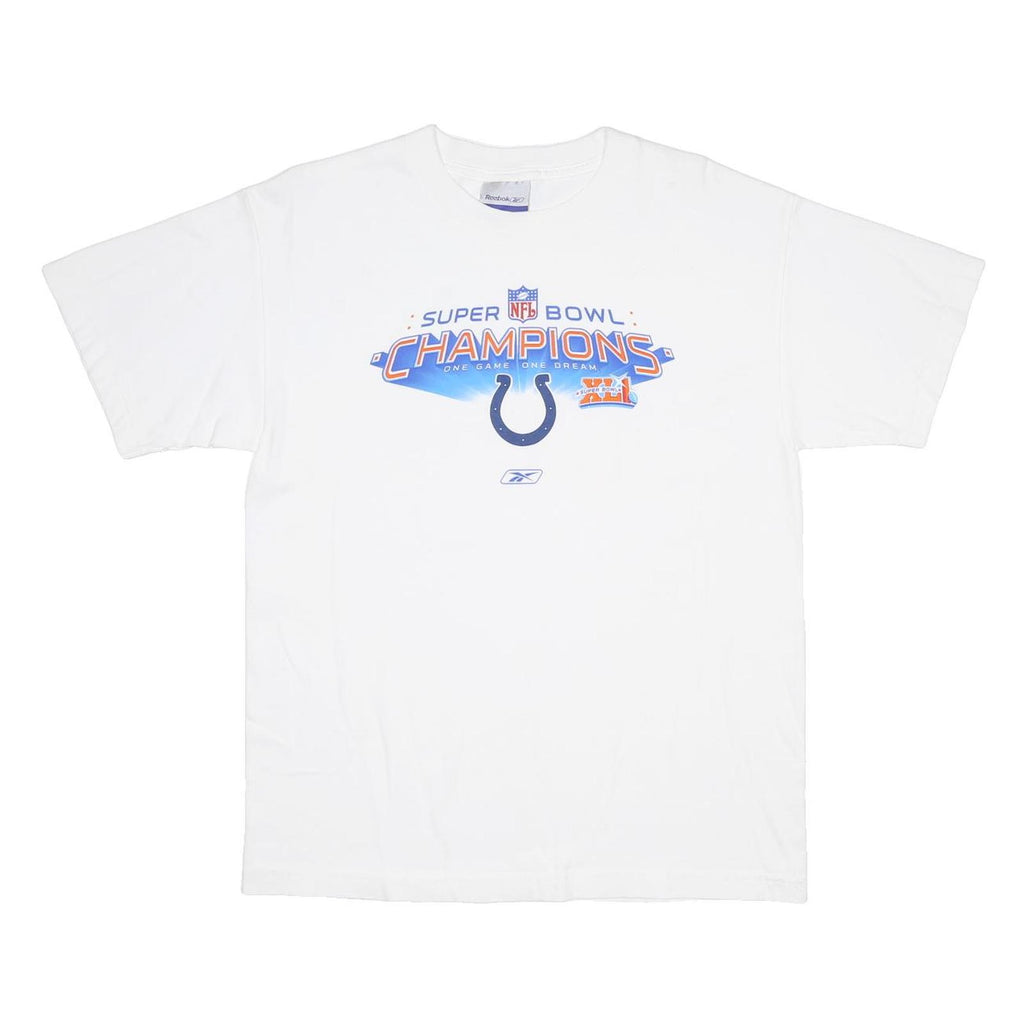 REEBOK Boys White Super Bowl Champions Graphic T-Shirt XL Short Sleeve Crew Neck
