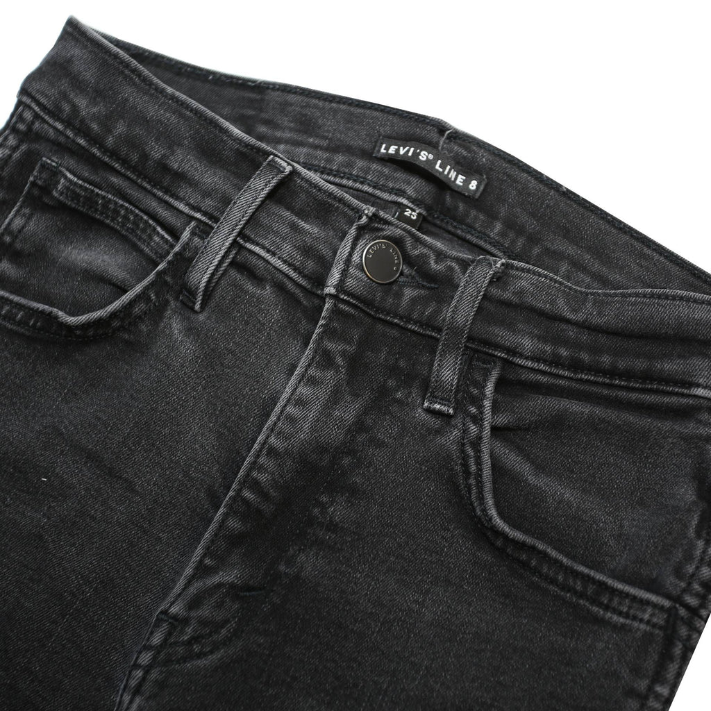 LEVI'S Line 8 Womens Jeans Black Slim Skinny Denim Medium W25 L32 Stylish Zip