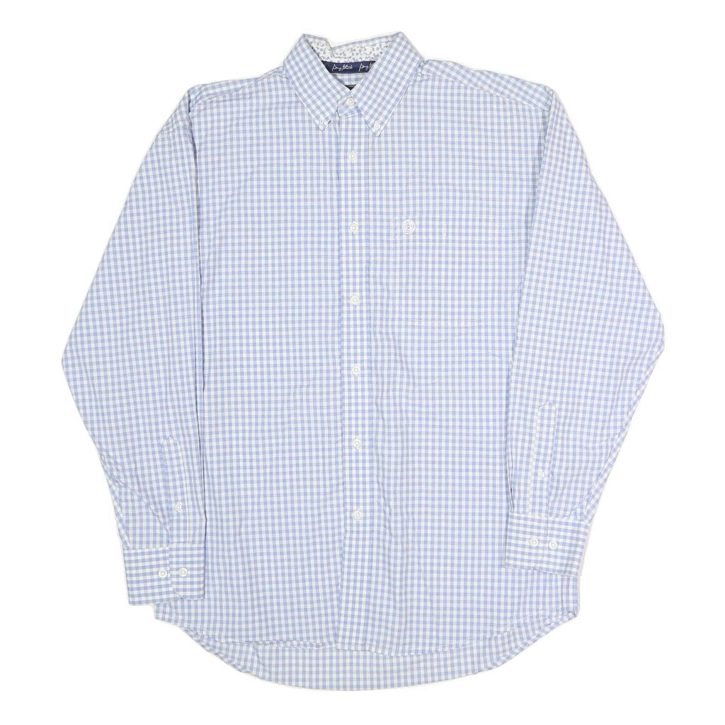 WRANGLER Mens Blue & White Check Shirt M Cotton Blend Long Sleeve Button Collar