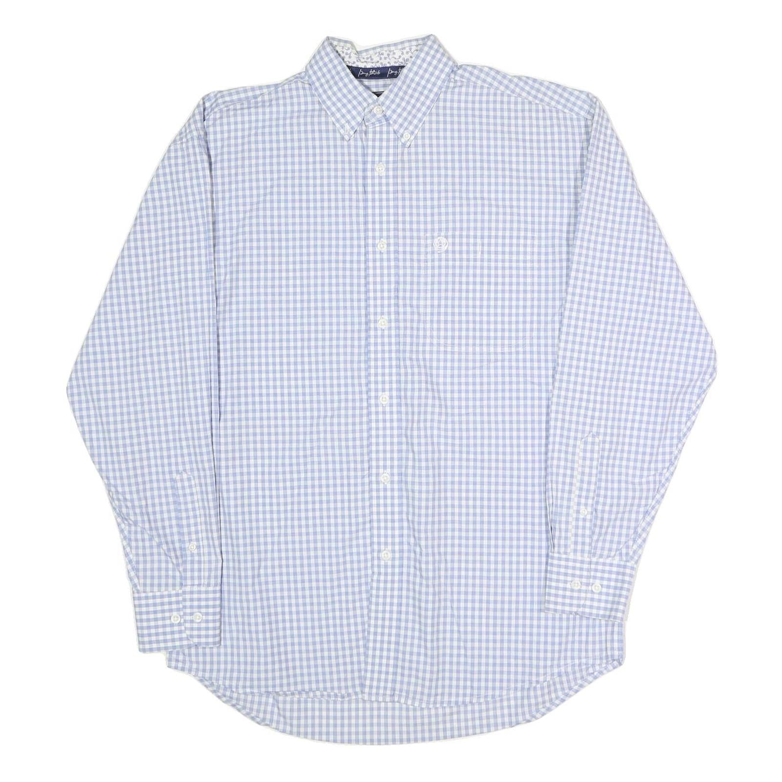 WRANGLER Mens Blue & White Check Shirt M Cotton Blend Long Sleeve Button Collar
