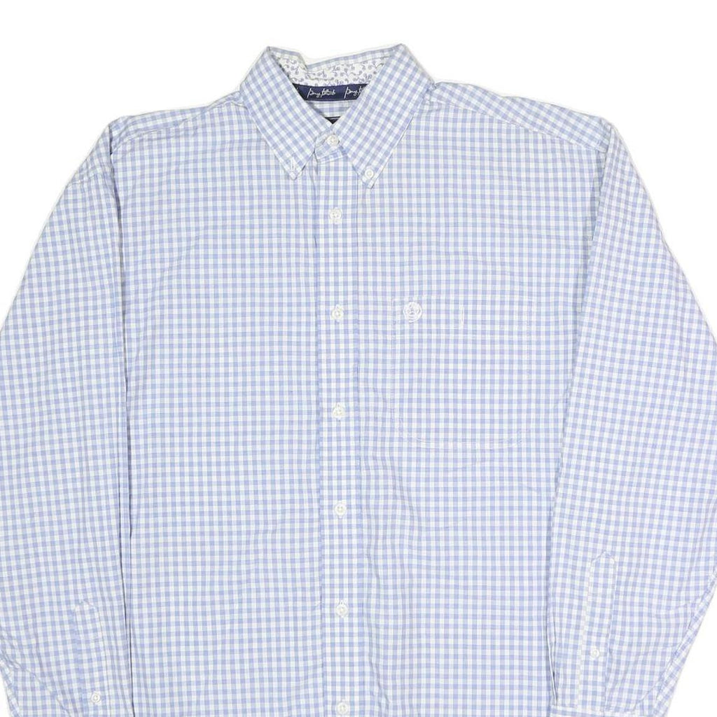 WRANGLER Mens Blue & White Check Shirt M Cotton Blend Long Sleeve Button Collar
