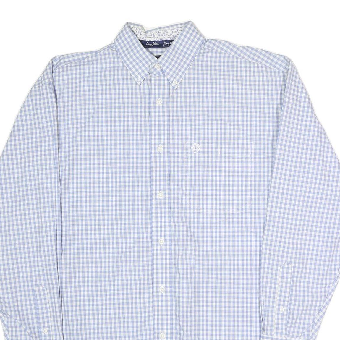 WRANGLER Mens Blue & White Check Shirt M Cotton Blend Long Sleeve Button Collar