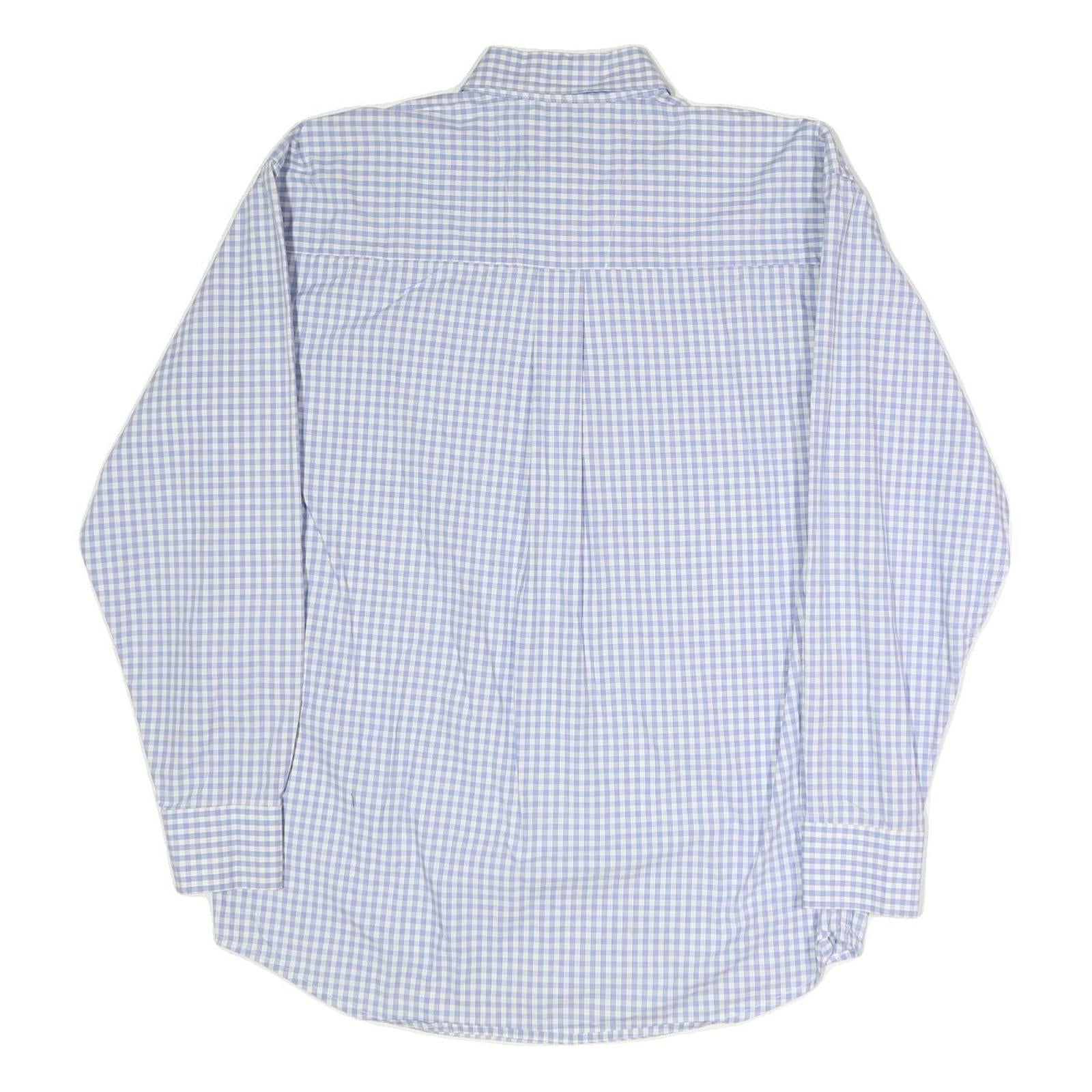 WRANGLER Mens Blue & White Check Shirt M Cotton Blend Long Sleeve Button Collar