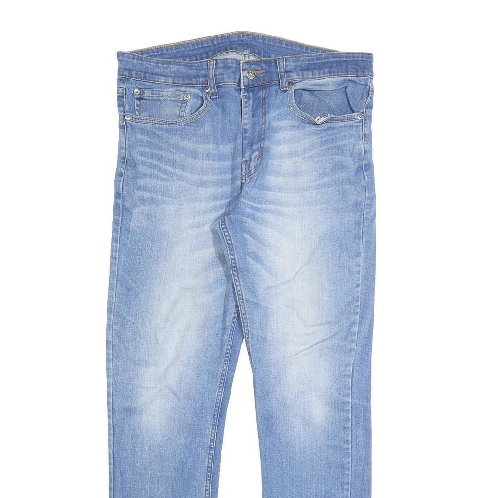 Light Blue Womens Slim Jeans Denim Stone Wash W34 L30 Zip Closure