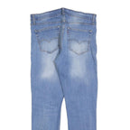 Light Blue Womens Slim Jeans Denim Stone Wash W34 L30 Zip Closure