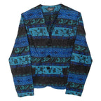 DOUCEL Womens Blazer Jacket Blue Floral S