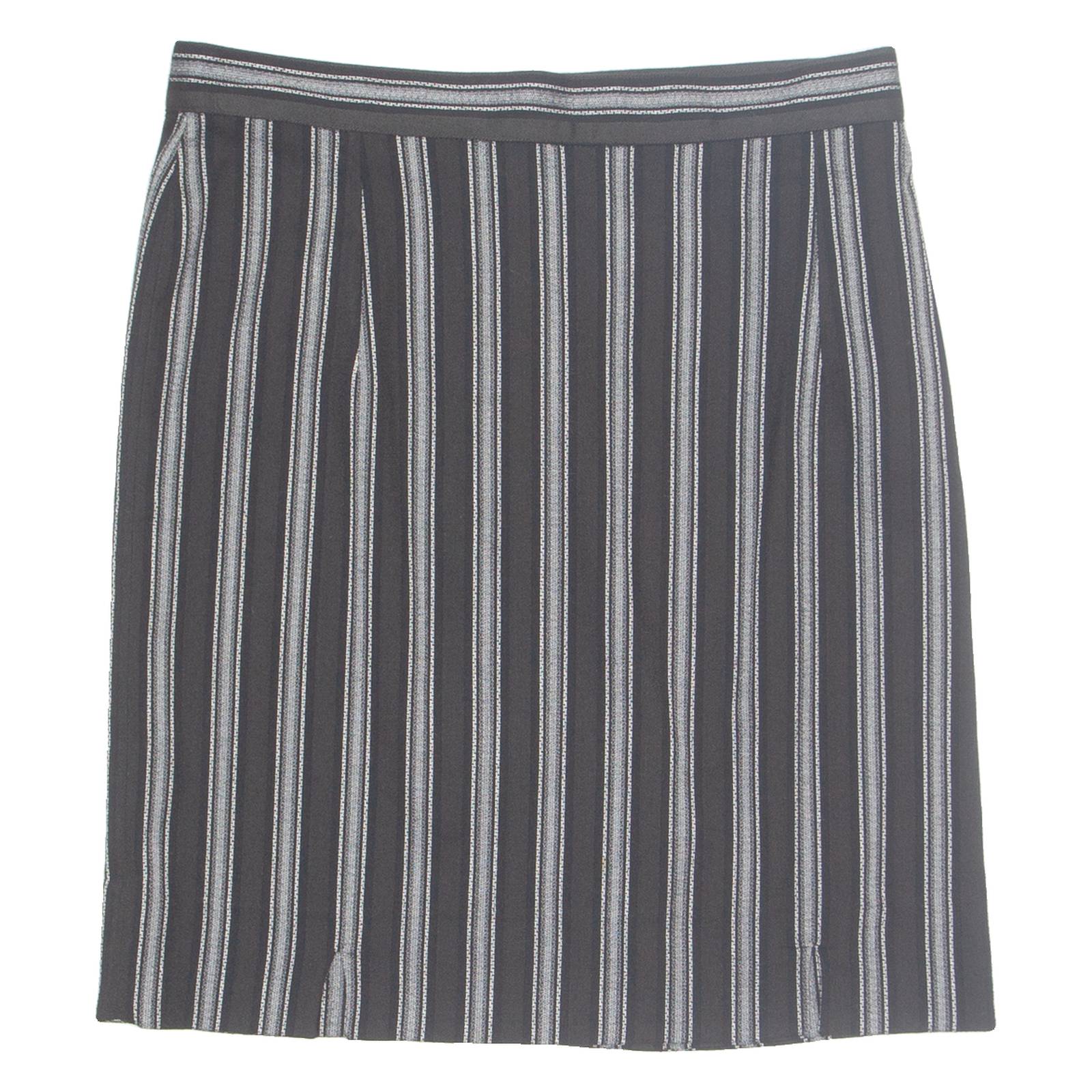 SAMIRA Womens Pencil Skirt Black Knee Length 90s Striped M