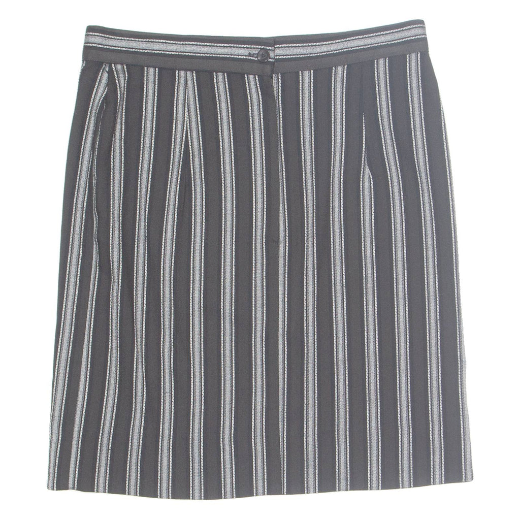 SAMIRA Womens Pencil Skirt Black Knee Length 90s Striped M