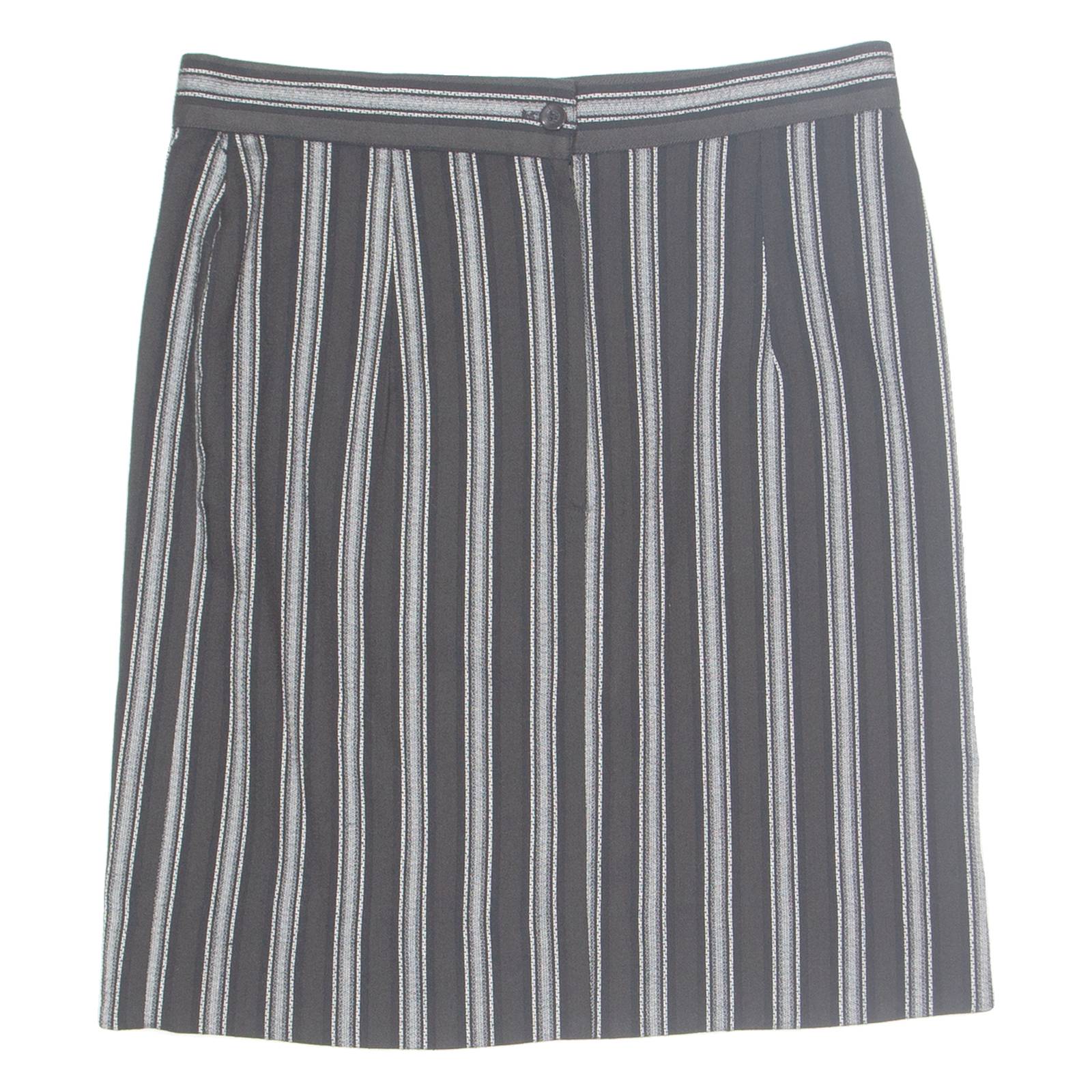 SAMIRA Womens Pencil Skirt Black Knee Length 90s Striped M