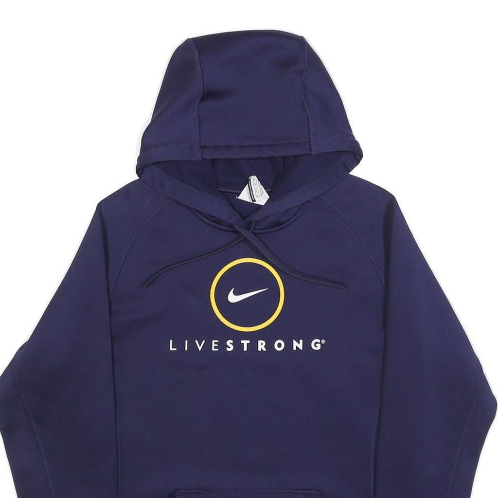NIKE Mens Navy Blue Livestrong Pullover Hoodie XS Sports Casual Activewear