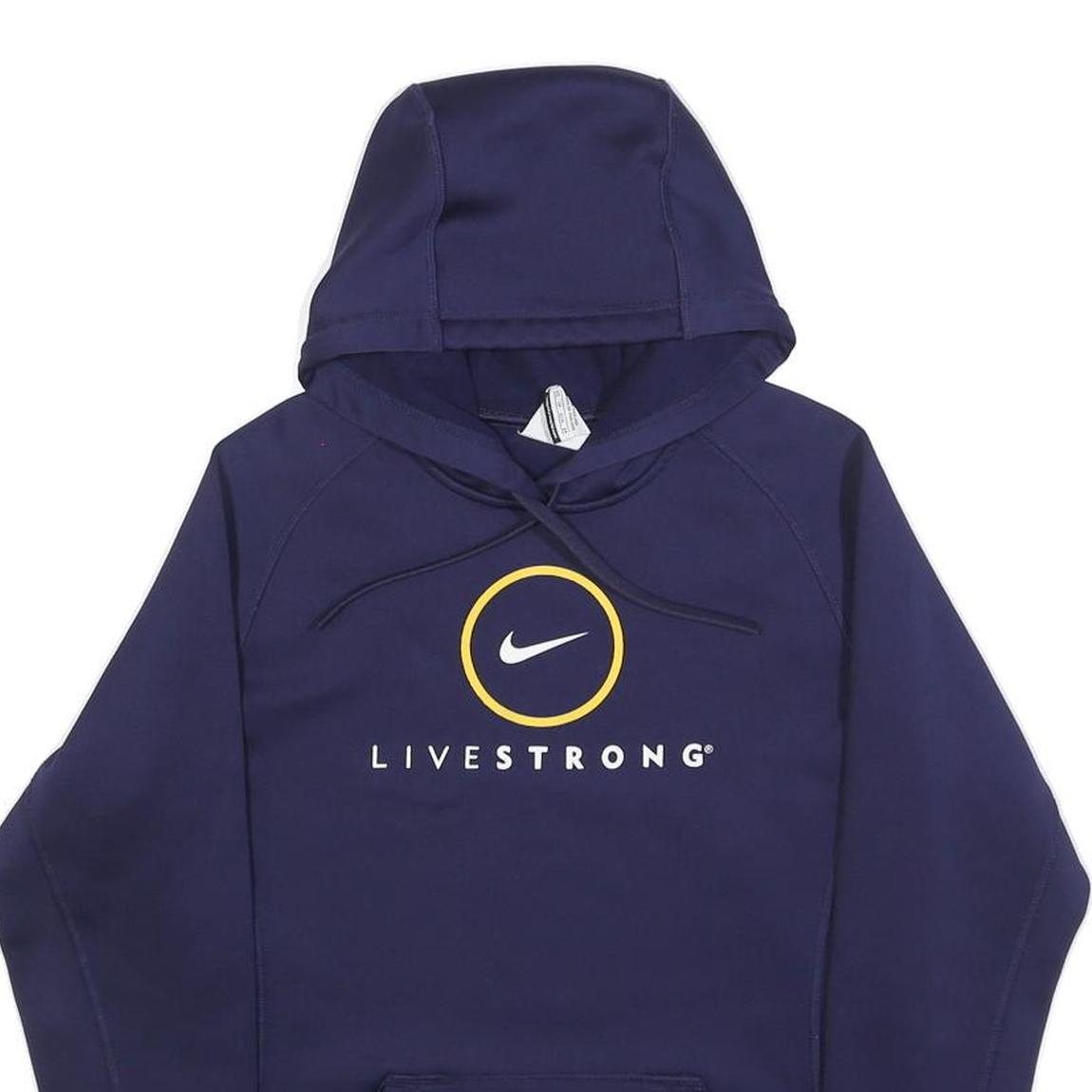 NIKE Mens Navy Blue Livestrong Pullover Hoodie XS Sports Casual Activewear