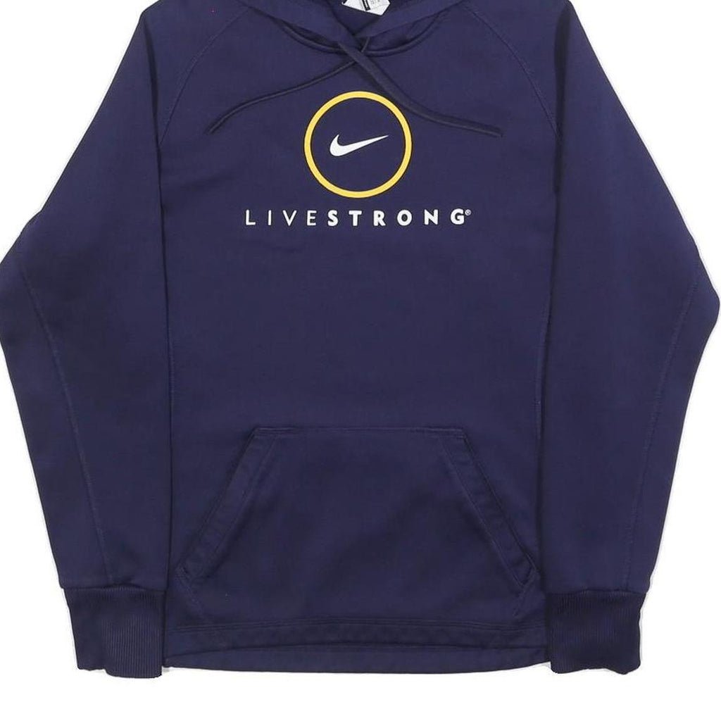 NIKE Mens Navy Blue Livestrong Pullover Hoodie XS Sports Casual Activewear