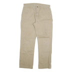 CARHARTT Mens Cotton Blend Beige Relaxed Straight Trousers W36 L32 Workwear Zip