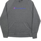 CHAMPION Womens Grey Pullover Hoodie L Cotton Blend Casual Sportswear