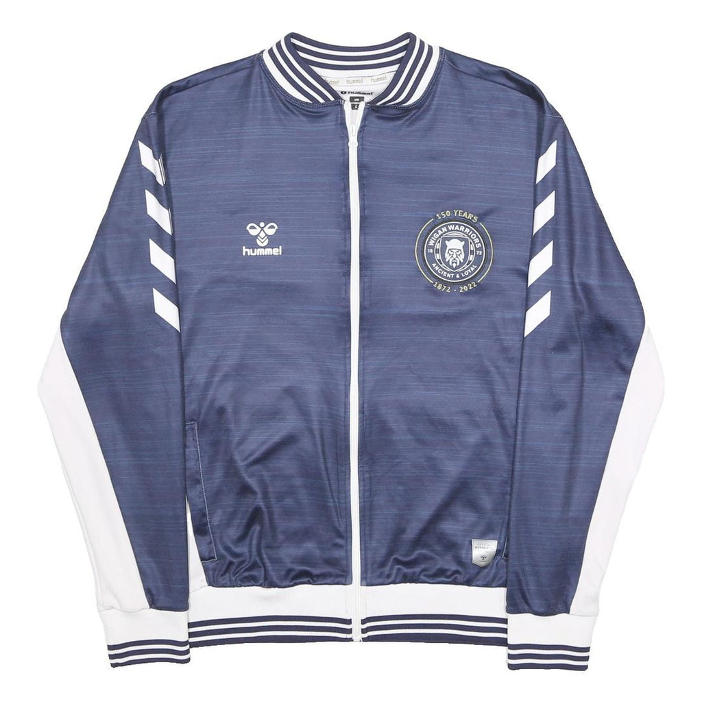 HUMMEL Mens Blue & White Wigan Warriors Track Jacket L Polyester Blend Zip