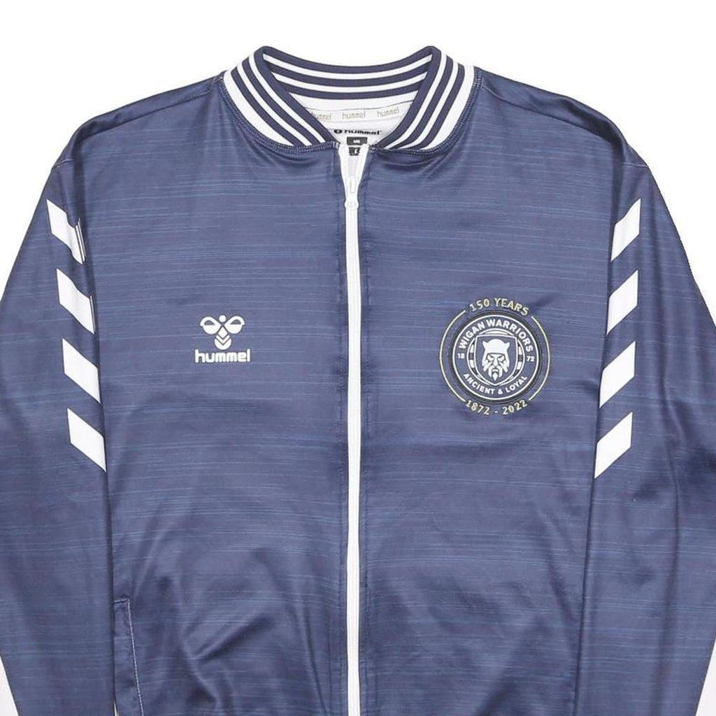HUMMEL Mens Blue & White Wigan Warriors Track Jacket L Polyester Blend Zip