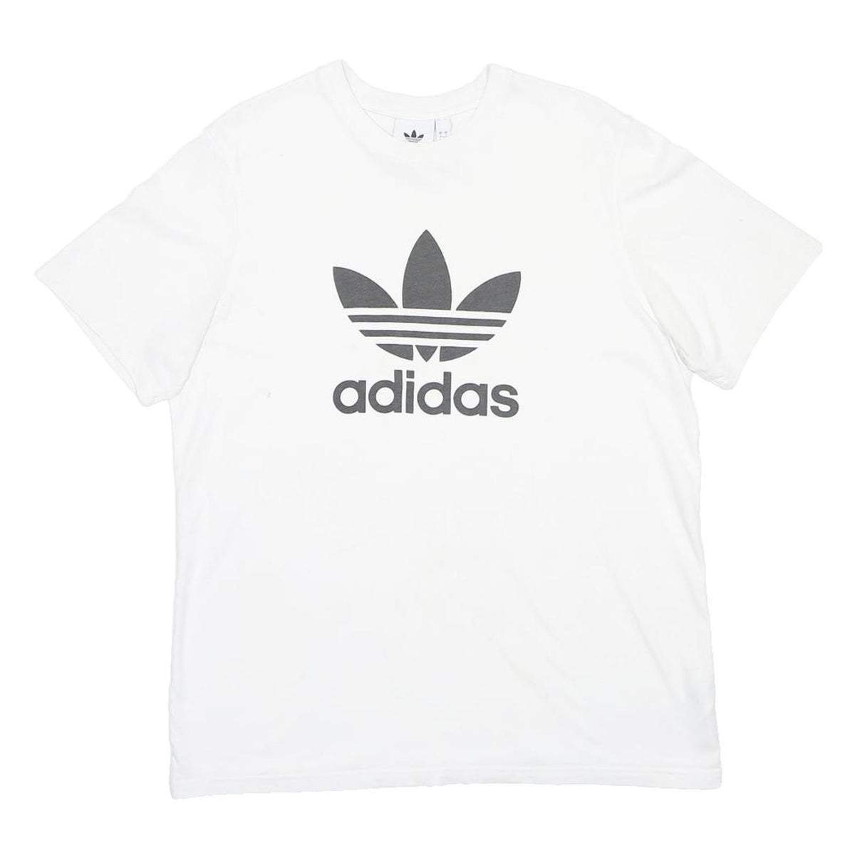 ADIDAS Mens White L Cotton Blend Short Sleeve Crew Neck Logo T-Shirt