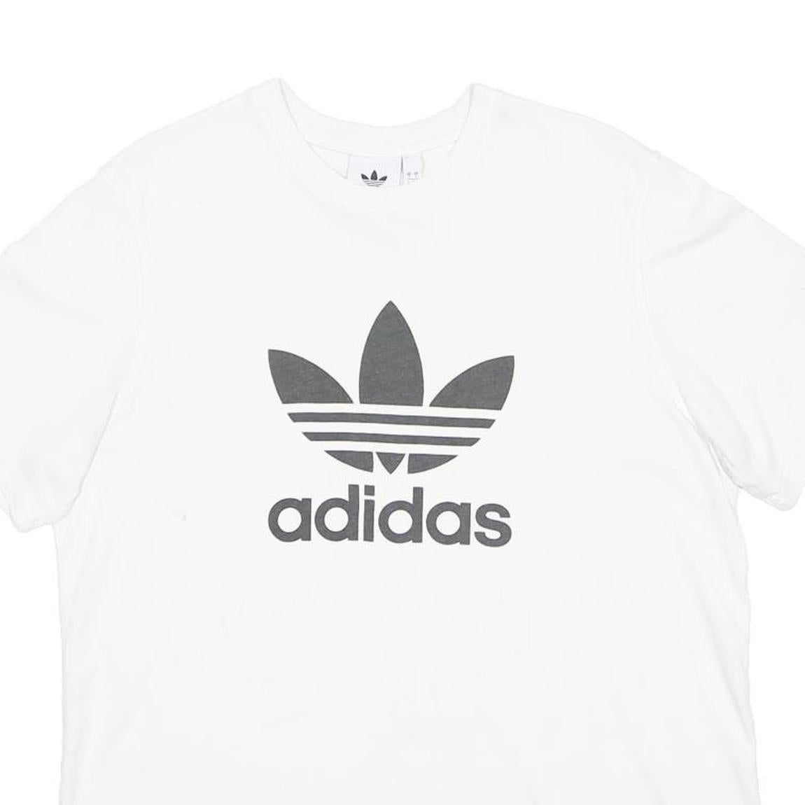 ADIDAS Mens White L Cotton Blend Short Sleeve Crew Neck Logo T-Shirt