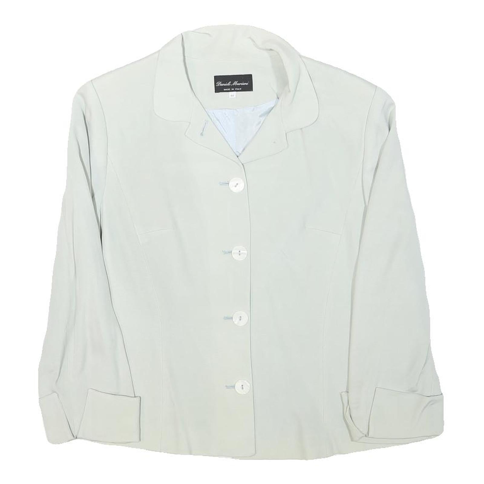 DANIELLE MARIANI Womens White Cream Button Jacket S Polyester Blend Plain