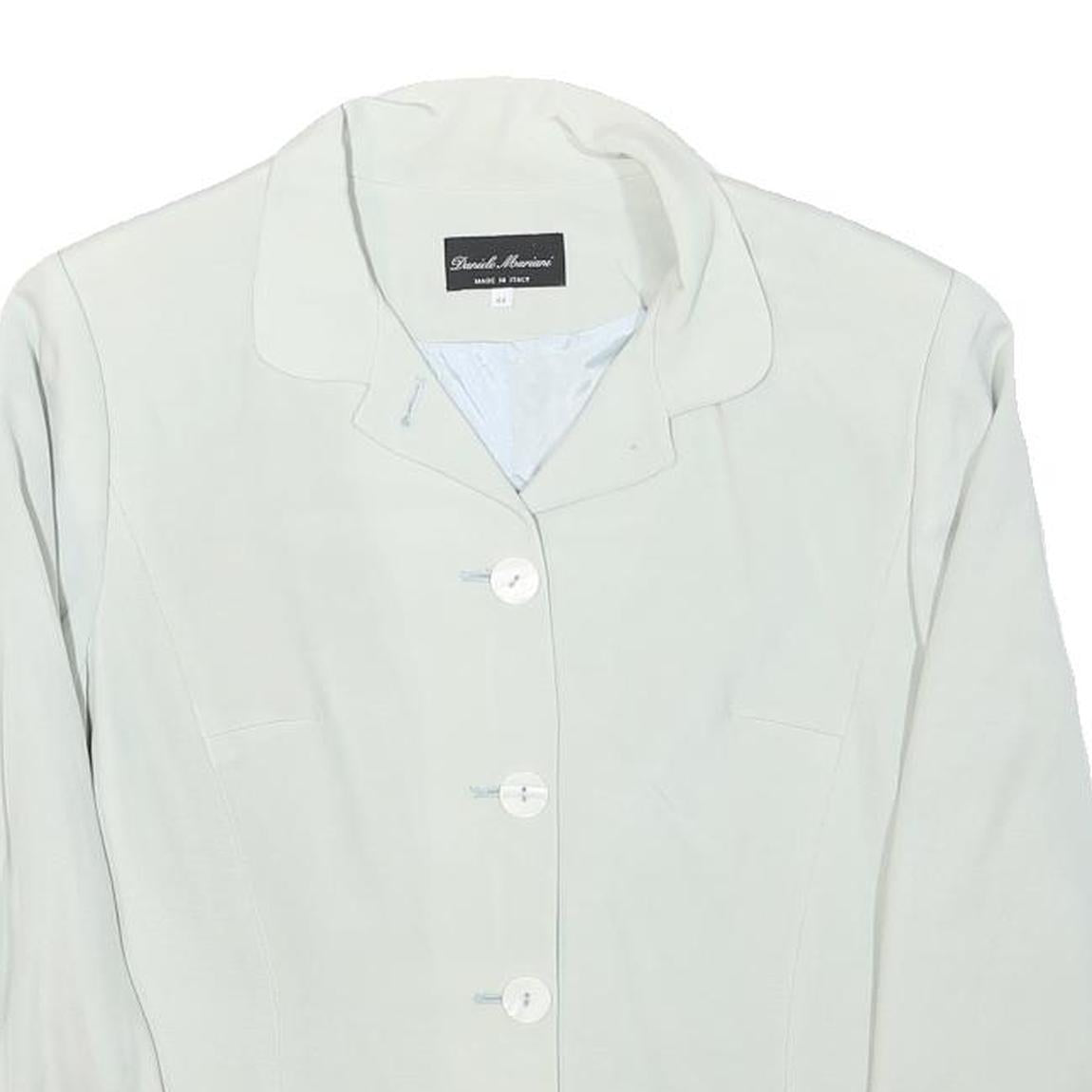 DANIELLE MARIANI Womens White Cream Button Jacket S Polyester Blend Plain