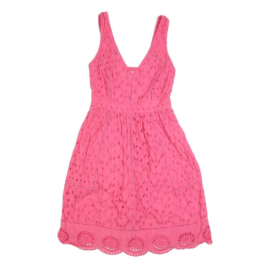 MONSOON Womens Pink Cotton Blend Day Dress Sleeveless Knee Length UK 8 Summer