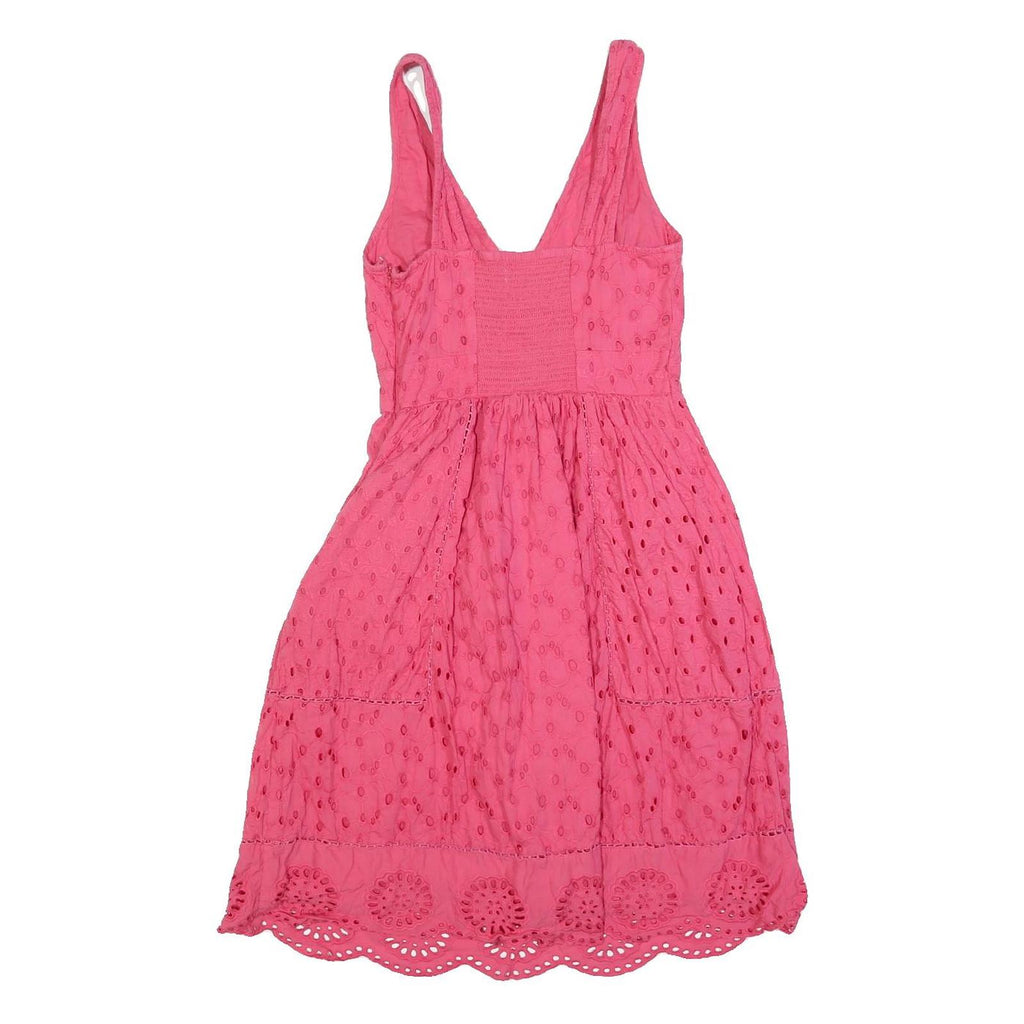 MONSOON Womens Pink Cotton Blend Day Dress Sleeveless Knee Length UK 8 Summer