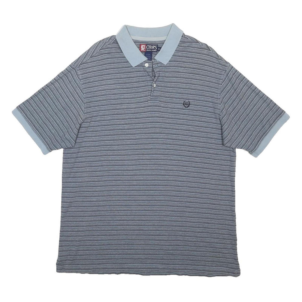 CHAPS RALPH LAUREN Mens Blue & Navy Striped Short Sleeve Polo Shirt XL Casual