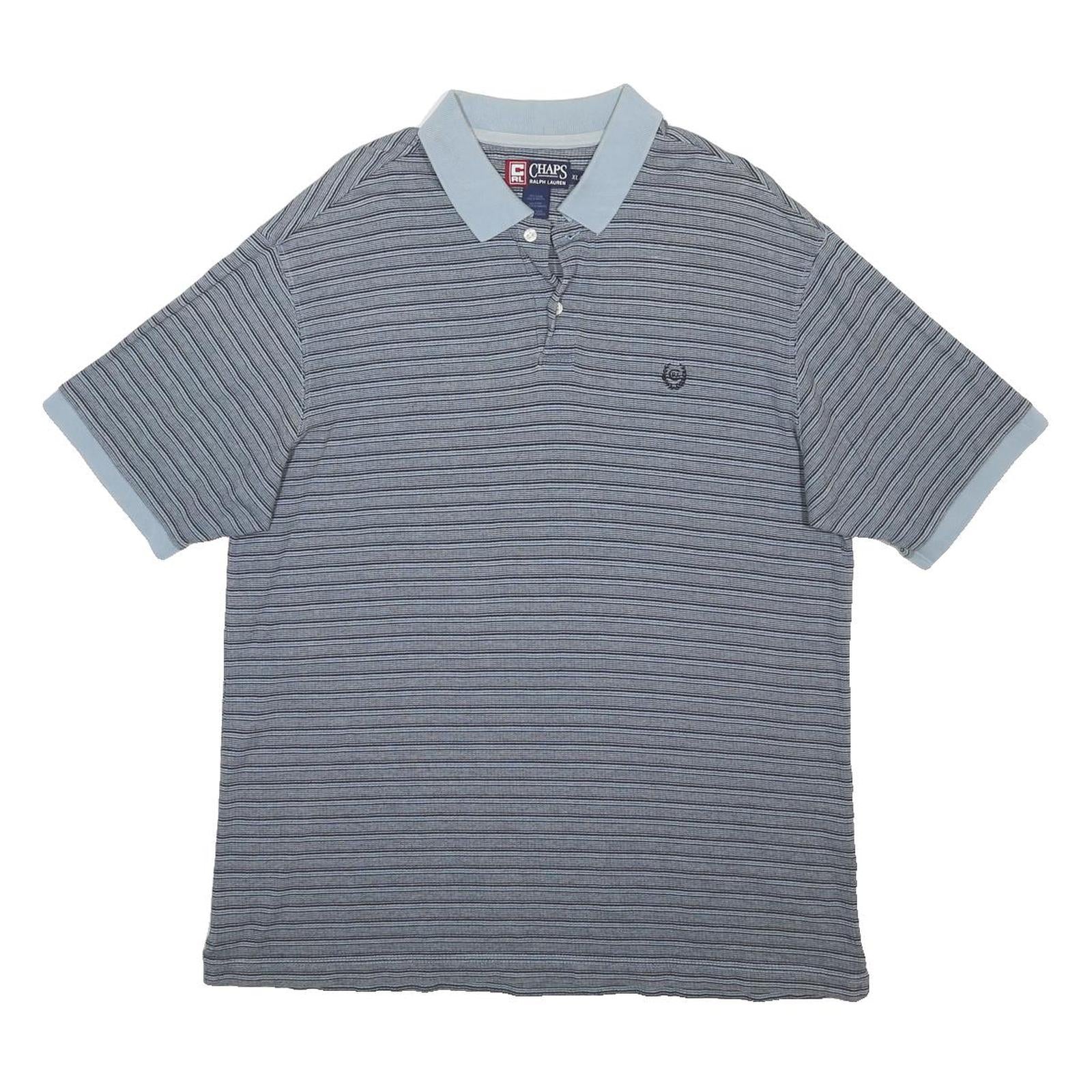 CHAPS RALPH LAUREN Mens Blue & Navy Striped Short Sleeve Polo Shirt XL Casual