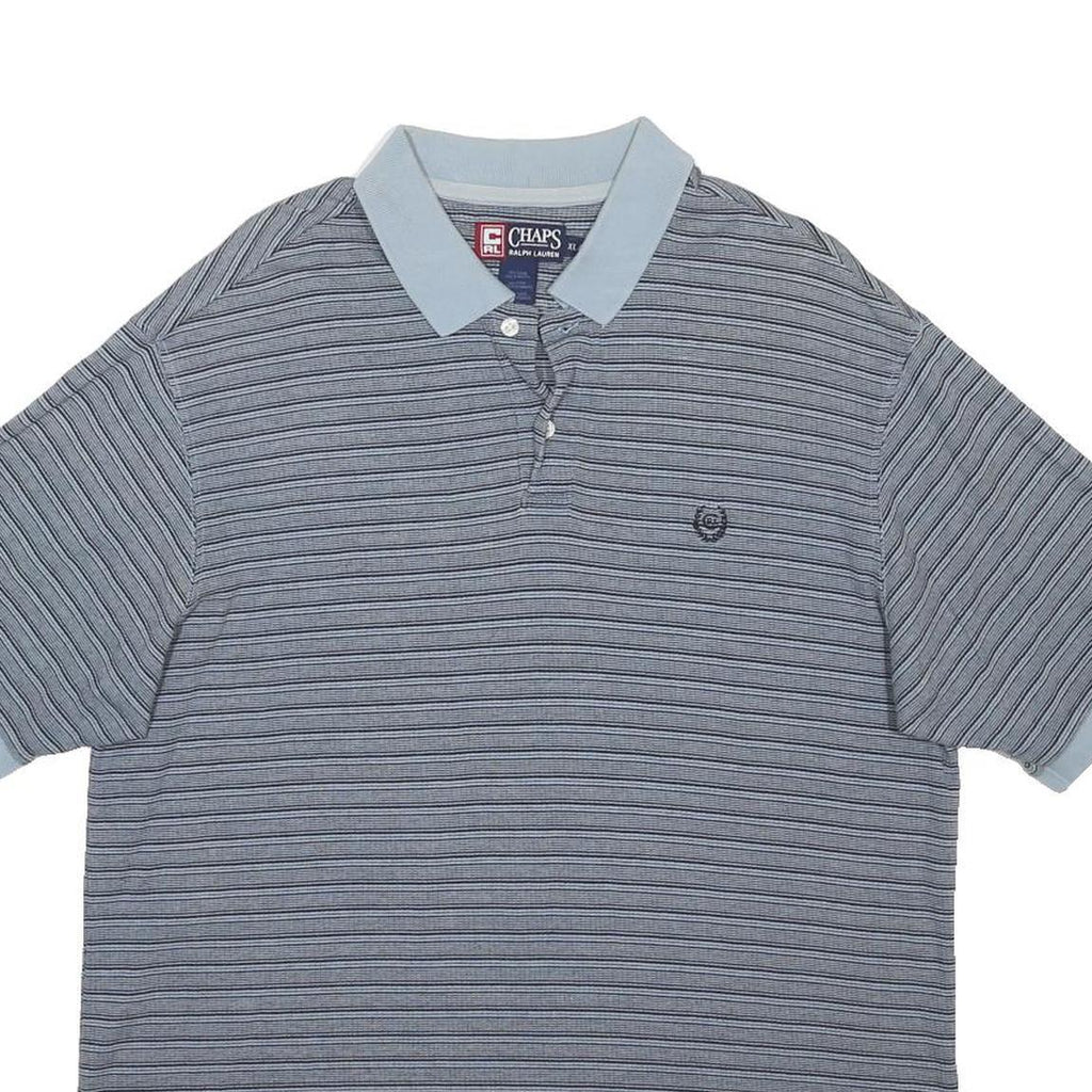 CHAPS RALPH LAUREN Mens Blue & Navy Striped Short Sleeve Polo Shirt XL Casual