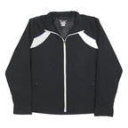 CHAMPION Womens Black & White Track Jacket L Polyester Plain Zip Lightweight