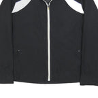 CHAMPION Womens Black & White Track Jacket L Polyester Plain Zip Lightweight