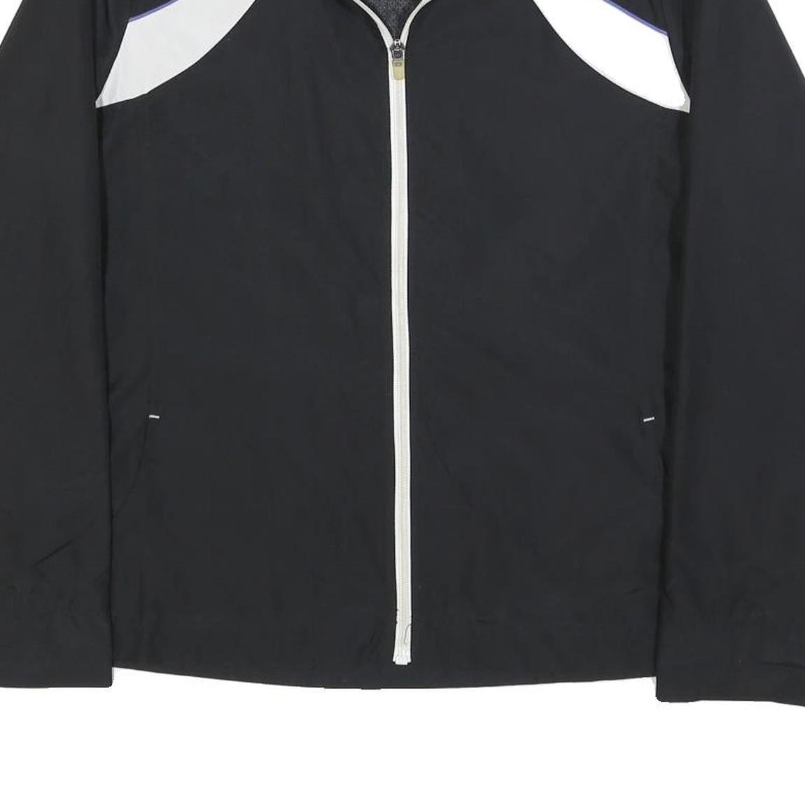 CHAMPION Womens Black & White Track Jacket L Polyester Plain Zip Lightweight